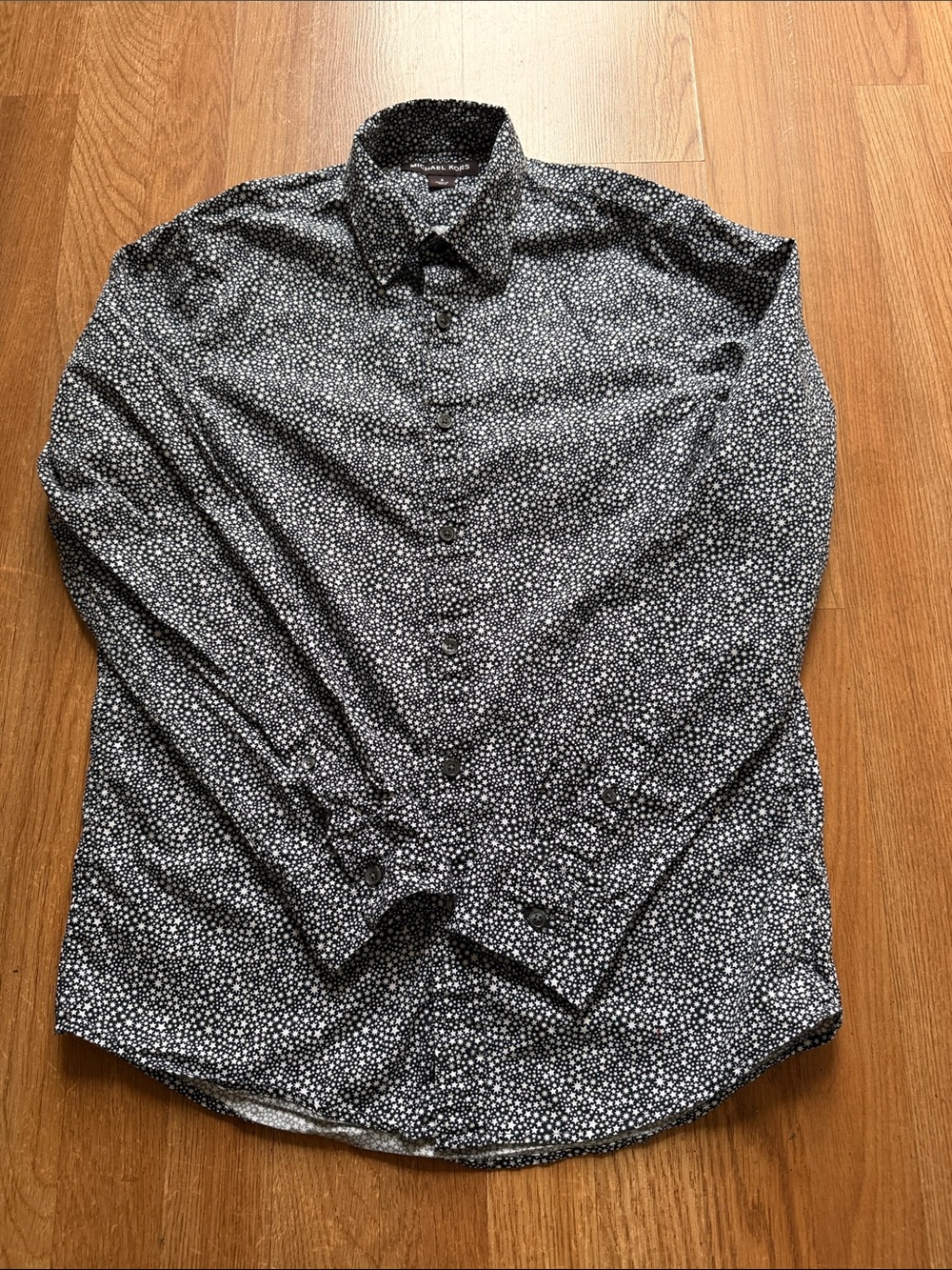 Michael Kors Black Button-Down Shirt with White stars Print